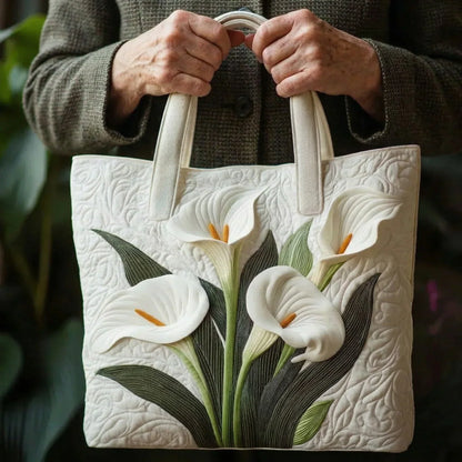 Sac cabas matelassé - Lys calla blancs