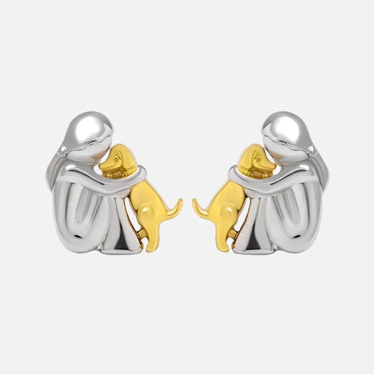 Boucles d'oreilles créoles bicolores argent et or