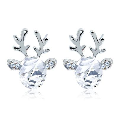 Boucles d'oreilles clous en cristal renne festif