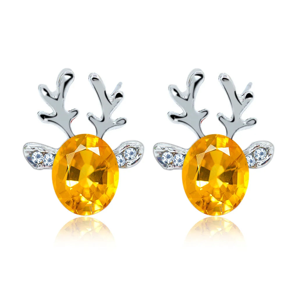 Boucles d'oreilles clous en cristal renne festif