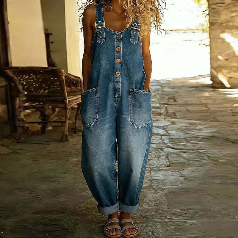 Mono Mae | Vintage de doux denim en coton à bretelles ajustables