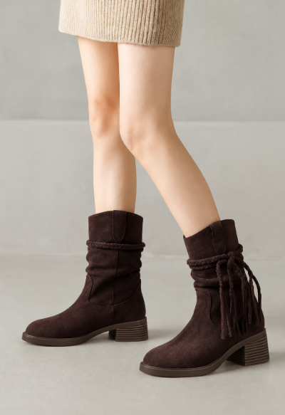 Camille™ | Bottines Suédées à Franges