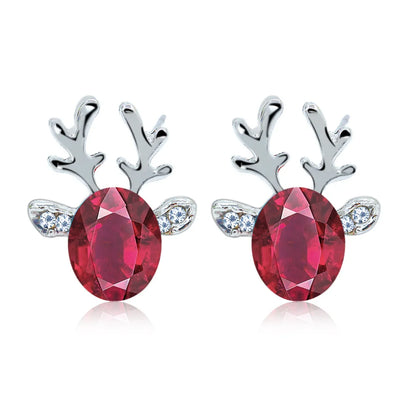 Boucles d'oreilles clous en cristal renne festif