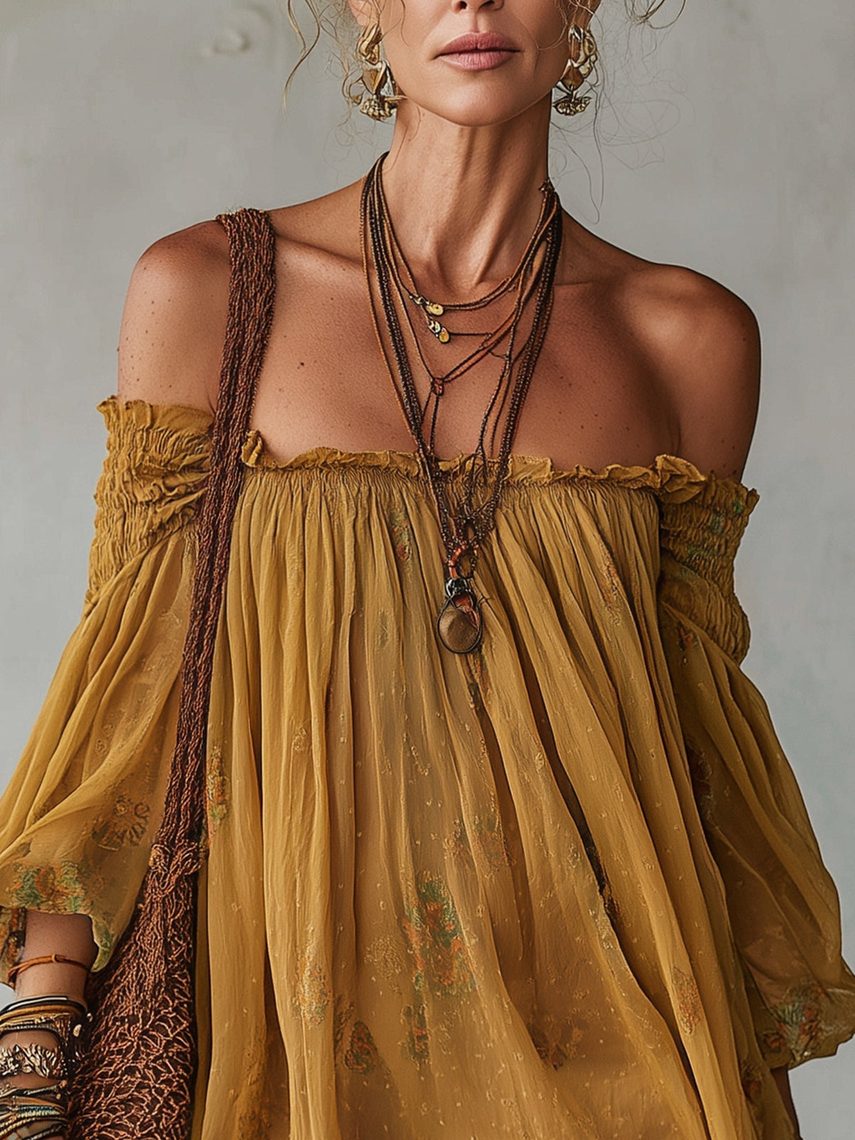 Robe Court Jaune en Chiffon Fleuri