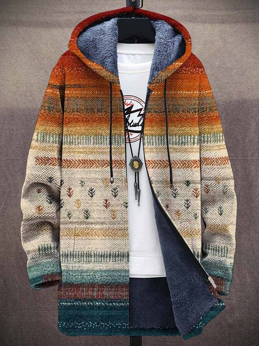 DIANA | Cardigan long à capuche au motif artistique