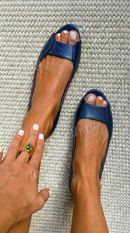 Ballerines de bout ouvert métallisées chic Or champagne