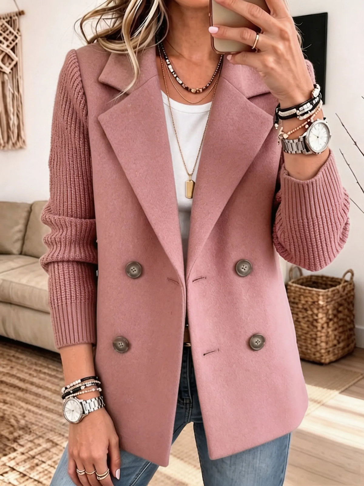Élodie | Blazer Élégant à Manches en Maille