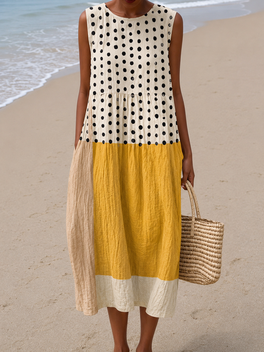 Yvette | Robe Midi de Pois en Deux tons