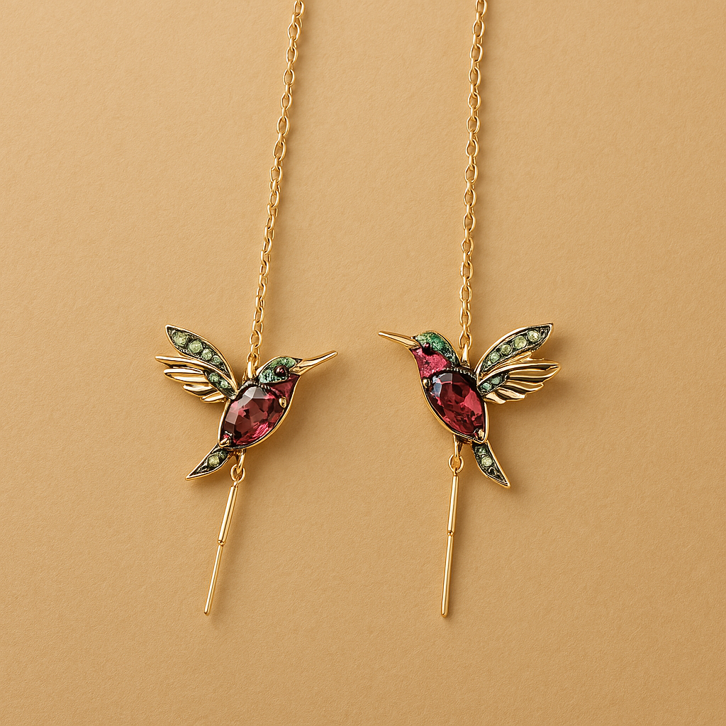Boucles d'oreilles Colibri en émail et oxydes de zirconium