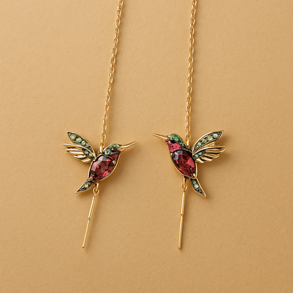Boucles d'oreilles Colibri en émail et oxydes de zirconium