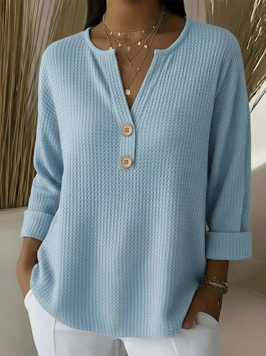 Lucia | T-shirt Henley à Texture avec Boutons