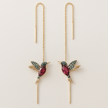 Boucles d'oreilles Colibri en émail et oxydes de zirconium