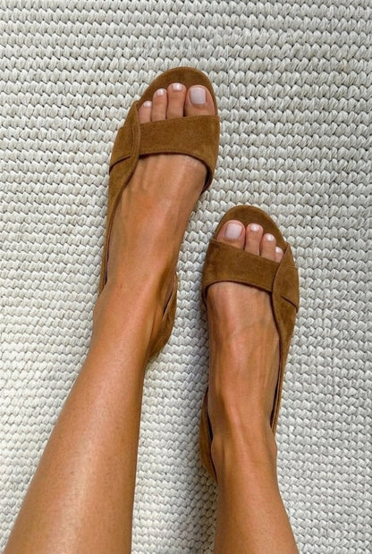 Sandales slingback en daim décontractés à bout ouvert