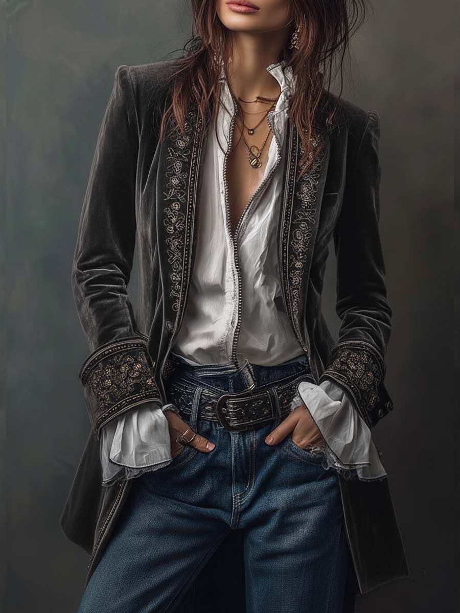 Gabrielle | Veste Longue Brodée