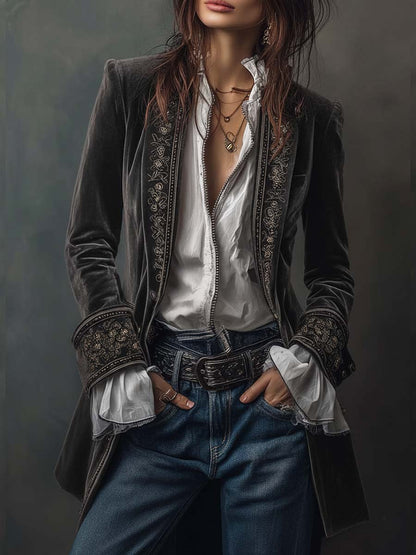 Gabrielle | Veste Longue Brodée