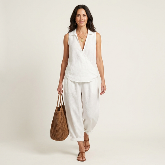 Wren | Ensemble de top croisé et pantalon larges