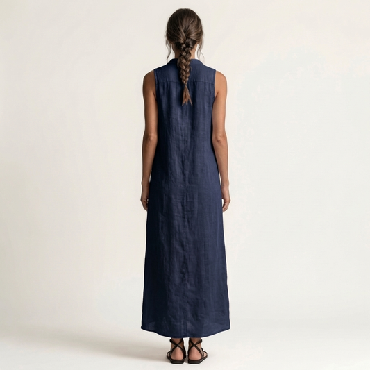 Valentina | Robe en lin sans manches à boutons