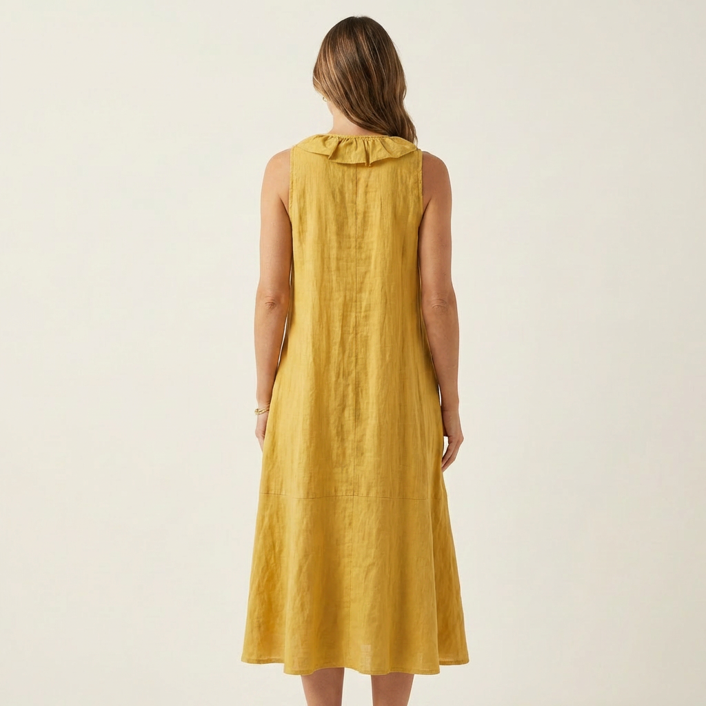 Violette | Robe en lin sans manches à volants