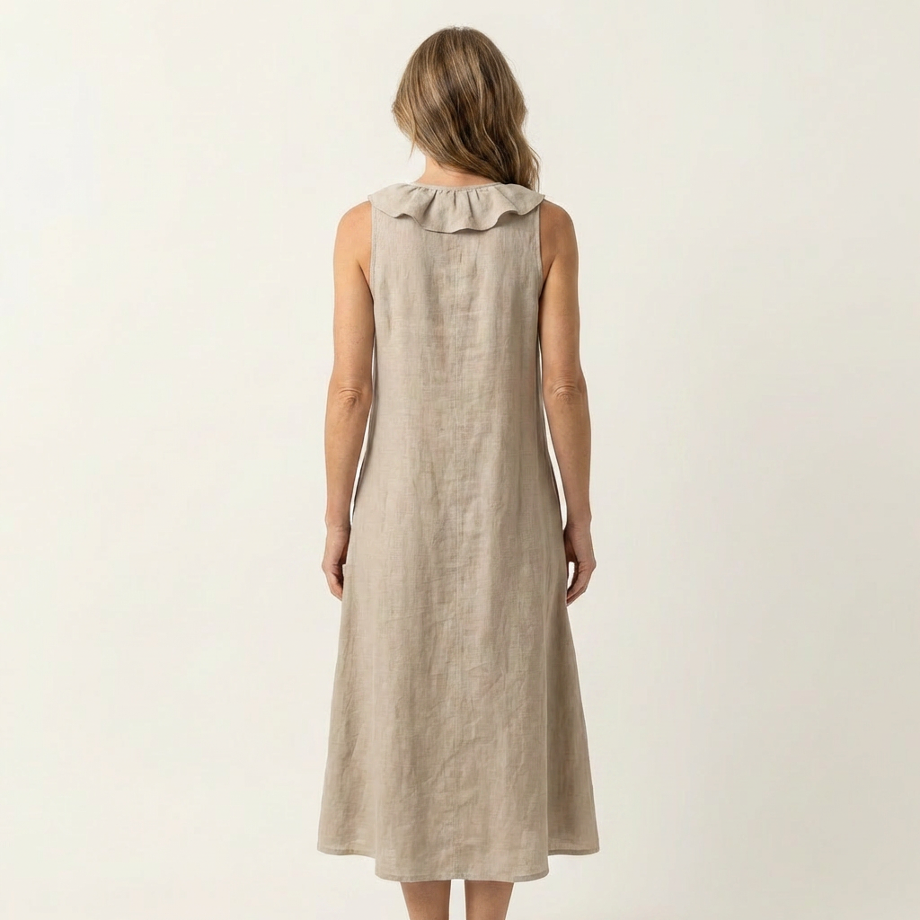 Violette | Robe en lin sans manches à volants