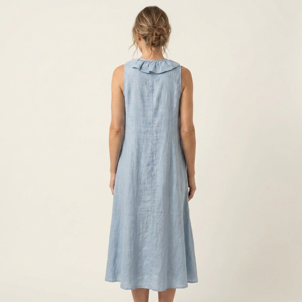 Violette | Robe en lin sans manches à volants