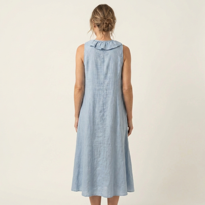 Violette | Robe en lin sans manches à volants