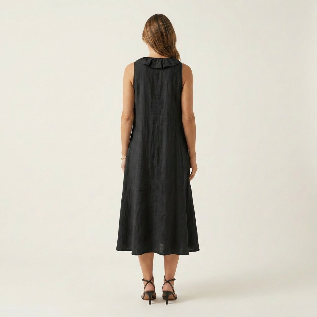 Violette | Robe en lin sans manches à volants