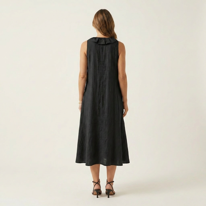 Violette | Robe en lin sans manches à volants