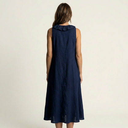 Violette | Robe en lin sans manches à volants