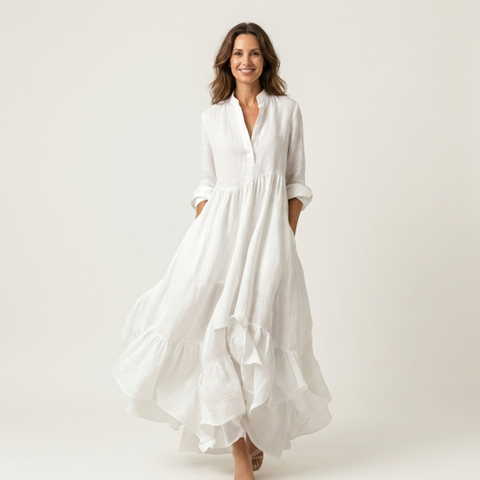 Adrianna | Robe à col haut et volants
