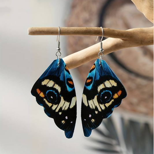 Boucles d'oreilles vintage ailes de papillon exotiques