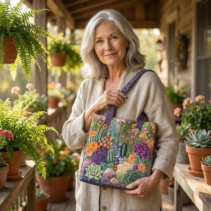 Sac cabas matelassé - Jardin de plantes succulentes