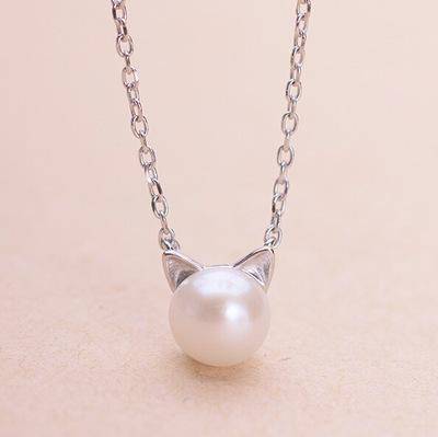 Magnifique collier chat avec perles et boucles d'oreilles + bague offertes