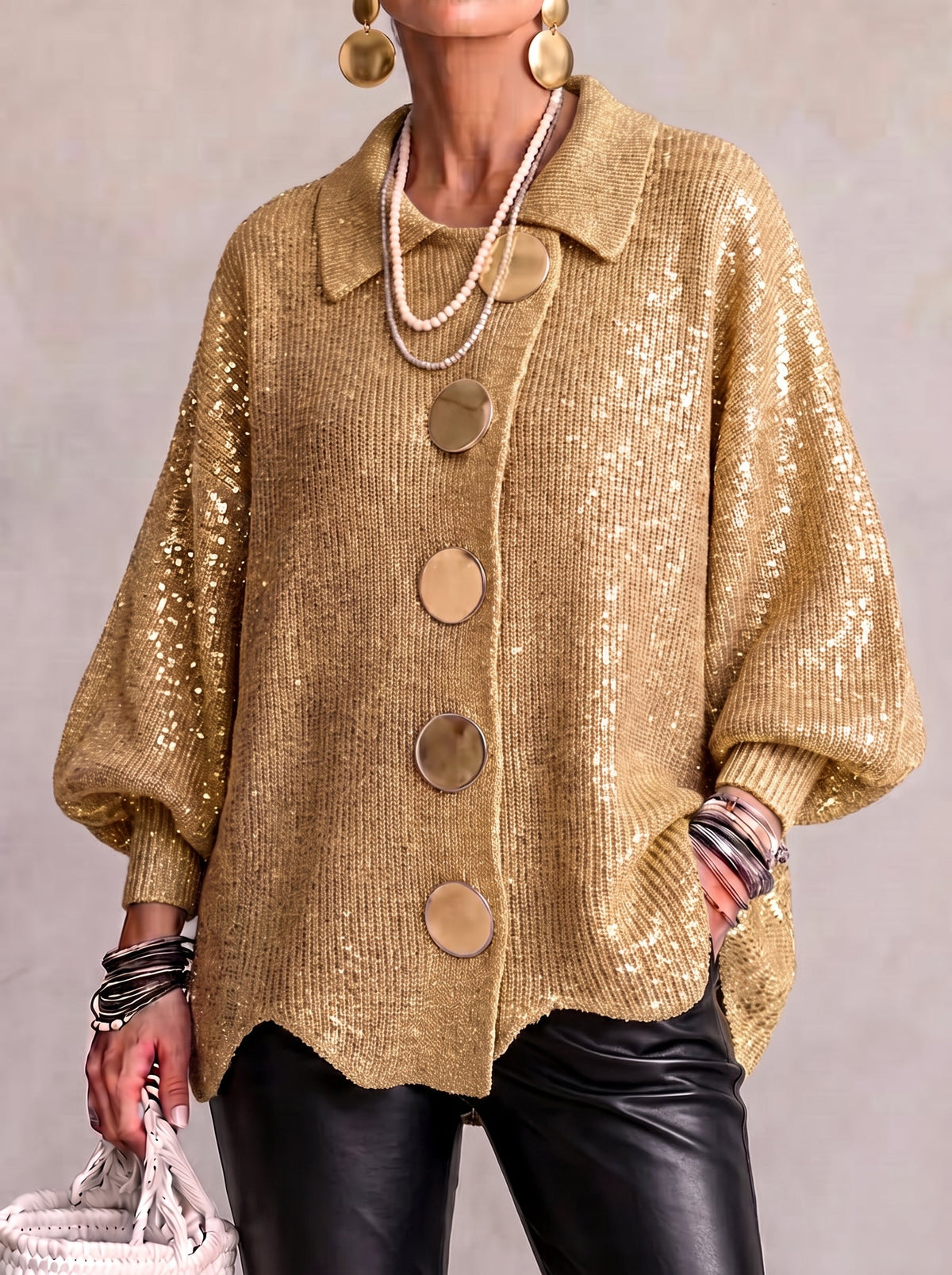 Ortensia | Cardigan Oversize avec Boutons Dorés