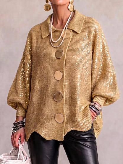 Ortensia | Cardigan Oversize avec Boutons Dorés