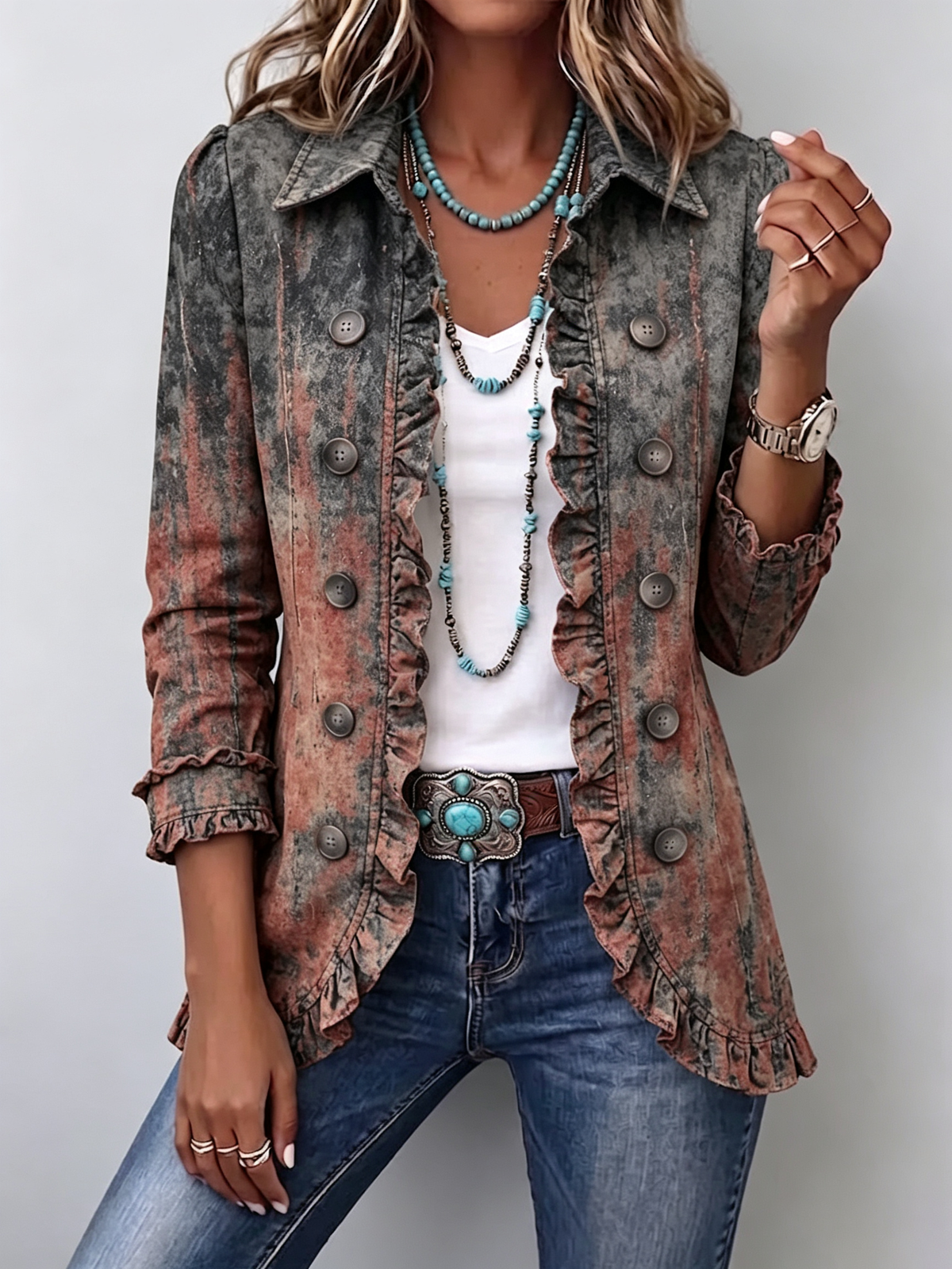 Flaminia | Veste Vintage Imprimé Dégradé Texturé