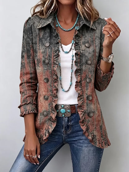 Veste texturée dégradée à volants Aurora
