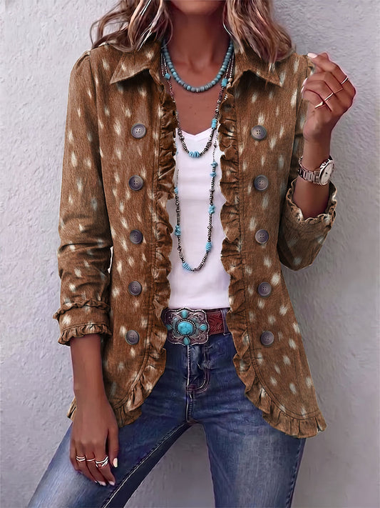 Veste à imprimé animalier à volants Anaïs