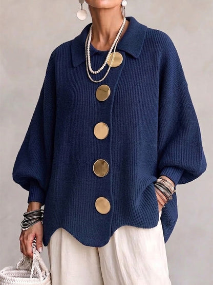 Ortensia | Cardigan Oversize avec Boutons Dorés