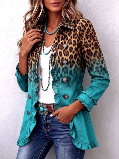 Blazer léopard dégradé à volants Héloïse