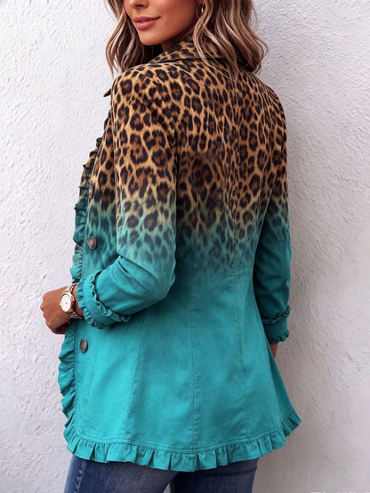 Blazer léopard dégradé à volants Héloïse