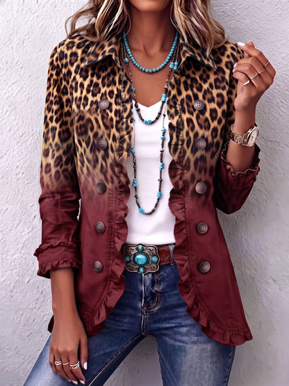 Blazer léopard dégradé à volants Héloïse