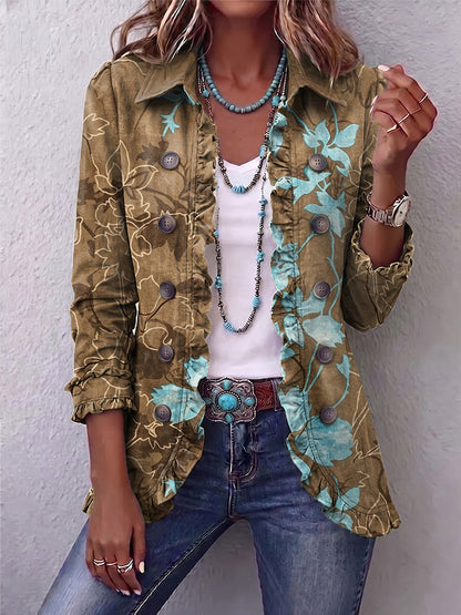 Bianca | Veste Bohémienne Fleurie Vintage Dégradée avec Volants
