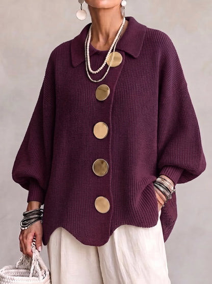 Ortensia | Cardigan Oversize avec Boutons Dorés