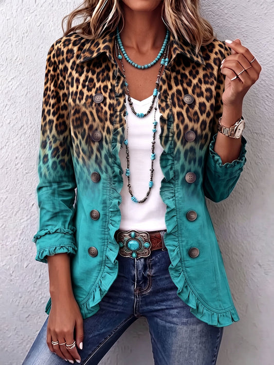 Bice | Blazer Léopardé Dégradé Turquoise