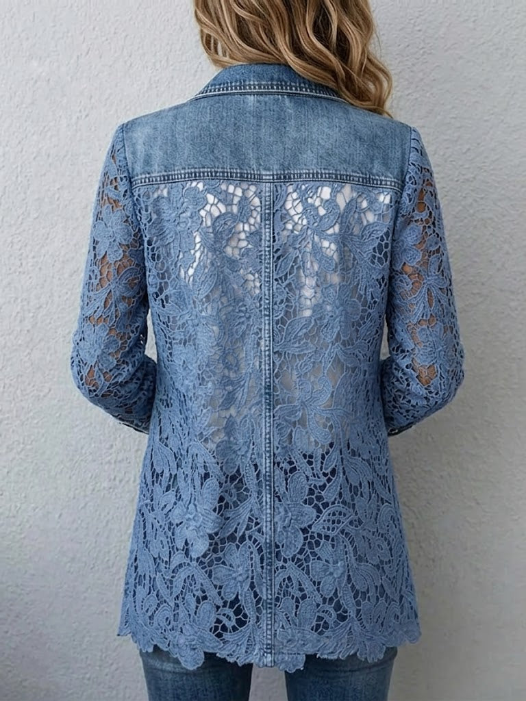 Blazer en jean à dentelle florale Juliette