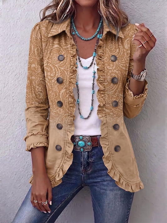 Veste à imprimé texturé en relief à volants Colette