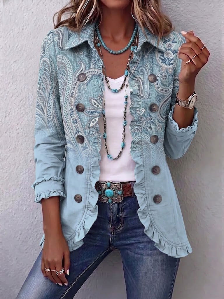 Veste vintage à imprimé cachemire à volants Madeleine