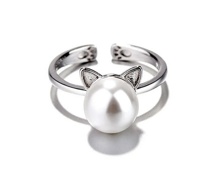 Magnifique collier chat avec perles et boucles d'oreilles + bague offertes