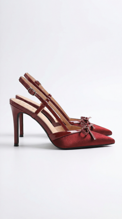 Chaussures de salon Rebecca de satén à nœud