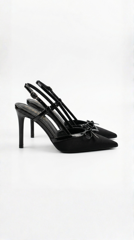 Chaussures de salon Rebecca de satén à nœud
